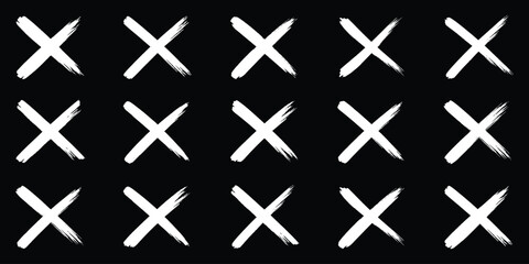Fototapeta premium Hand drawn check tick mark icon set. x marks, checkboxes, and checklist symbols including right and wrong signs in brush marker style. Grunge x sign. Delete icon. rejection icon. hand drawn X sign. 