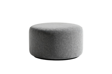 Round gray fabric ottoman for modern interior decoration