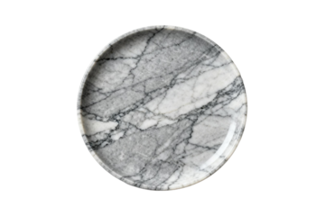 Round plate with natural marble pattern showcasing elegant design
