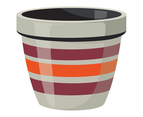 A simple illustration of a colorful striped ceramic flower pot design
