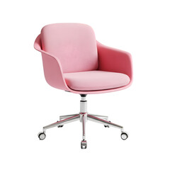 Fototapeta premium Pink Ergonomic Office Chair Modern Desk Furniture for Workspace