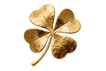 Golden four - leaf clover representing good luck and fortune