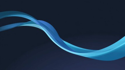 Abstract blue ribbons flow against a dark gradient background