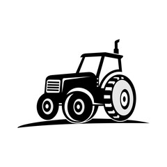 A simple and elegant side view of a tractor vector logo template.