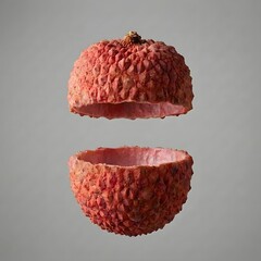 Conceptual Still Life: Empty Lychee Husk Levitating, Highlighting the Unique Bumpy Surface and Absence of Fruit Content.
