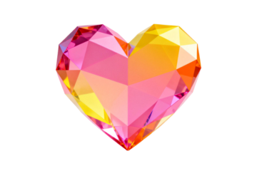 Colorful polygonal heart shape with vibrant hues