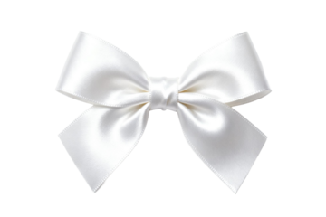 A white satin bow with smooth texture and elegant shape
