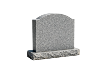 A simple gray stone gravestone with a flat base