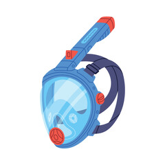 Blue Swimming Mask and Goggles for Diving Underwater with Breathing Tube Vector Illustration