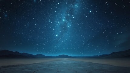 Obraz premium A breathtaking view of a starry night sky over a serene desert landscape, evoking a sense of wonder.