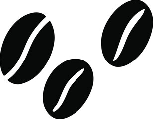 This simple yet striking design features three black coffee beans, each showcasing their characteristic shape and detail. The minimalist style emphasizes the essence of coffee culture and is perfect f