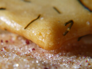 日本でよく食べられている、和菓子（煎餅）のズームアップ