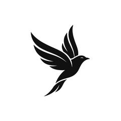 “Flying Bird Silhouette Icon – Elegant Winged Bird Vector Design”