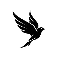 Obraz premium “Flying Bird Silhouette Icon – Elegant Winged Bird Vector Design”