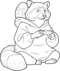 Raccoon Easter Gamer Animal Vector Graphic Art Illustration