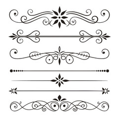 Cute Hand drawn big vintage flower ornament text dividers, arrows, flourishes and laurel vector design elements set for decoration
