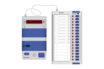 Electronic Voting Machine (EVM) with Control and Ballot Units for India Elections Vector Graphics