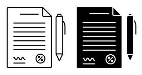 Linear icon. Bank document loan of money signed and certified by interested parties. Simple vector isolated on white background