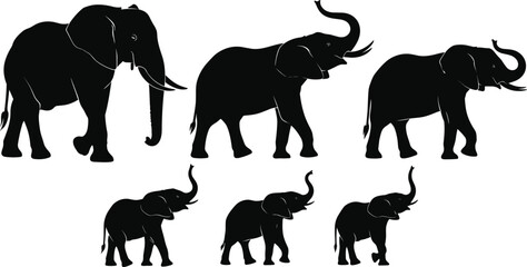 Here is a title and a comprehensive list of keywords, optimized for Adobe Stock and SEO, based on the elephant silhouette image you provided.