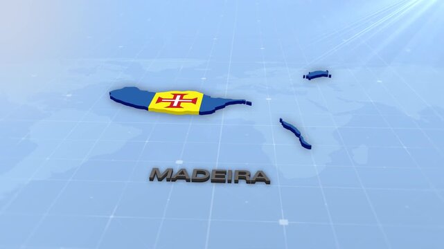 Madeira Geographic Map and Flag Animated Motion Graphic Background | Madeira Map Animation
