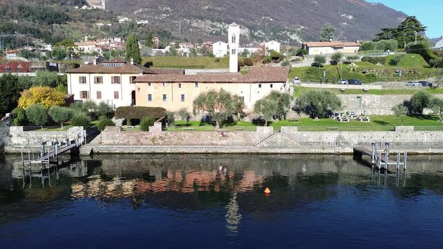 View of Comacina island from the village of Ossuccio on Lake Como