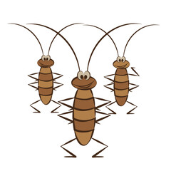 Funny cartoon cockroaches, vector illustration.