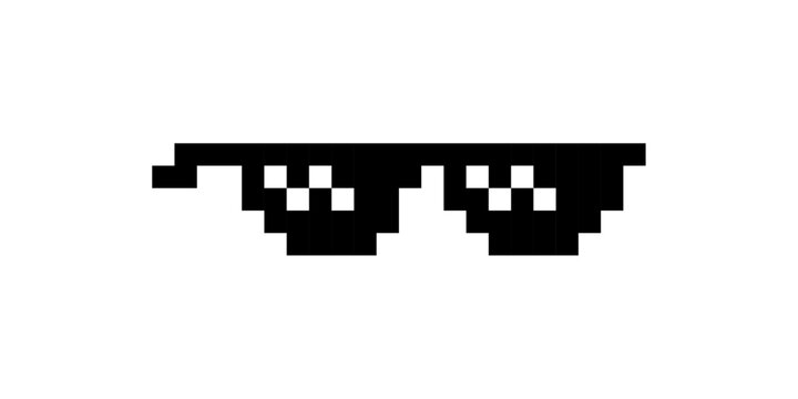 Pixelated Thug Life Sunglasses Icon, Meme Glasses Overlay, Cool Retro Pixel Shades, 8-Bit Style Eyewear Graphic, Pixel glasses meme, sunglasses meme, like a boss meme, pixel art.