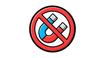 Prohibition Symbol Depicting A Magnet Is Crossed Out, Suggesting Restriction Against Magnetic