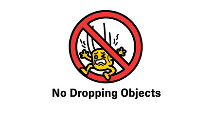 Prohibition Symbol Depicting Falling, Fearful Figure as A Sign of No Dropping Objects