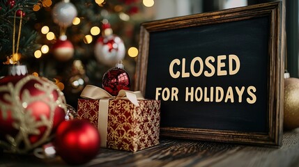 Christmas Closed for Holidays Sign Decor, HD Commercial Material, Ins-style Warm Christmas Holiday Scene, Suitable for Store Holiday Closed Promotion Posters, Social Media Holiday Temporary Closure No