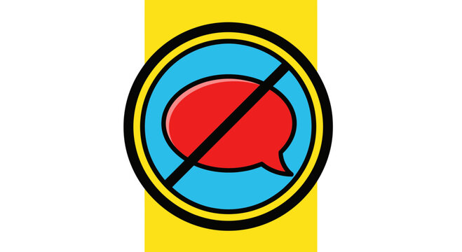 Prohibition Symbol Depicting Restriction of Communication on a Colorful Background