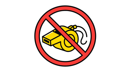 Prohibition Symbol Of Whistle In A Red Circle Signifying Restriction Or Forbidden Action