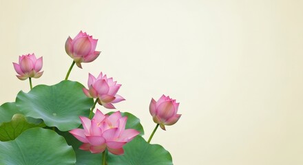 Elegant Lotus Flowers Blooming Gracefully on Serene Water Background with Soft Colors