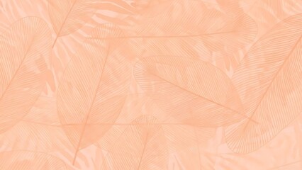 Fototapeta premium Soft peach tropical leaves abstract seamless pattern background. delicate botanical design for elegant decorative textures or wallpaper.