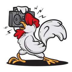 Crowing Rooster Cartoon Vector Illustration