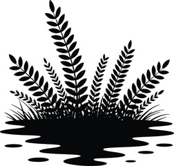 Naklejka premium Wetland Grasses Reflecting in Water