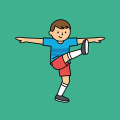 Boy doing leg swings exercise illustration.