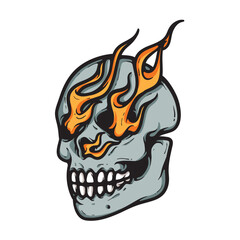 Fire Skull Cartoon Vector Illustration