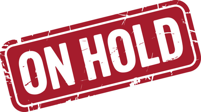 On hold stamp red rectangle white text