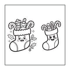 Christmas-themed, cute-style coloring pages for adults, teens, and kids.