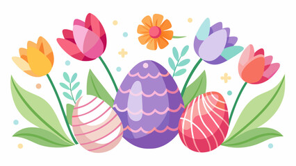 easter card with tulips and eggs