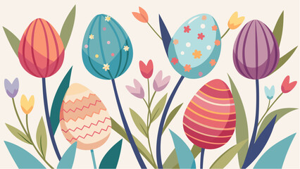 easter background with tulips and eggs