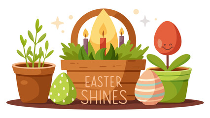 easter eggs and flowers