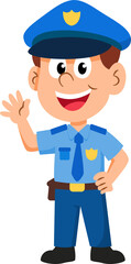 Police officer men cartoon character, professions, job occupations, and specializations.