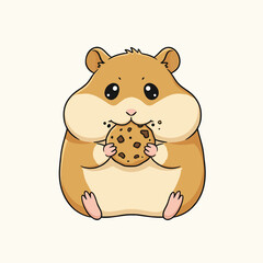 Cute hamster enjoying a chocolate chip cookie.