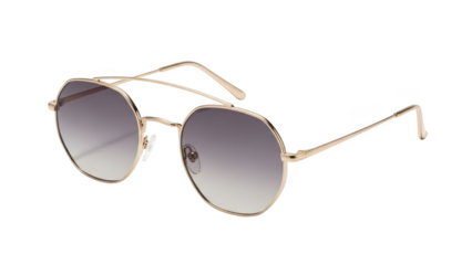 Modern Gold Rimmed Hexagonal Sunglasses With Gradient Lenses graphic design