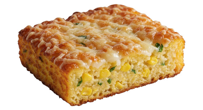 Slice of Cornbread with Melted Cheese and Herbs golden image