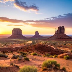 Stunning desert sunrise landscape