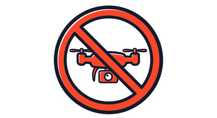 Prohibited Drone: Warning Sign Depicting a No-Fly Zone For Unmanned Aerial Systems