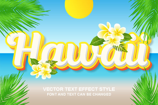 hawaii beach summer tropical paradise vacation editable text effect font style template typography lettering